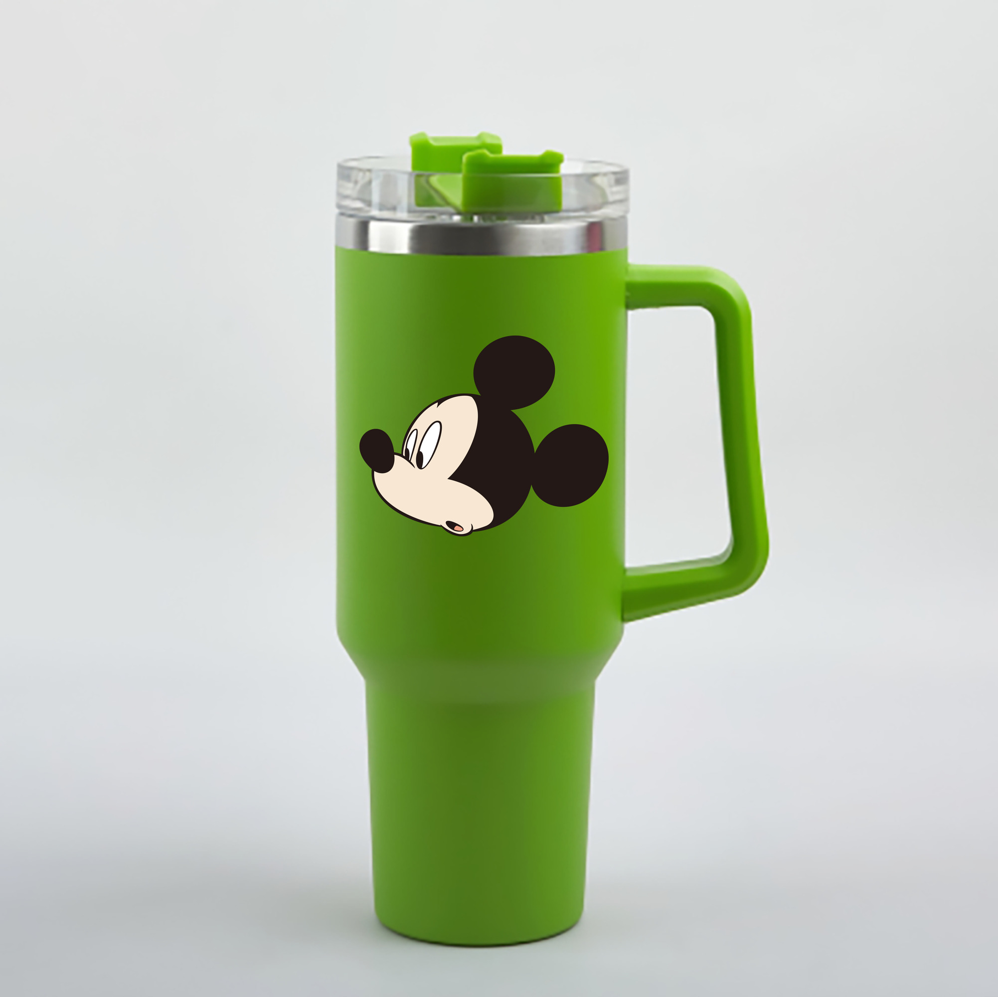 （画像用） ミッキーマウス Mickey Mouse 1200mL車用タンブラー - クリスタルステッカー（プラスチックストロー付き）